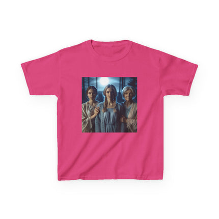 Triple Goddess Kids Tee – Mystical Sisters Graphic Cotton Shirt