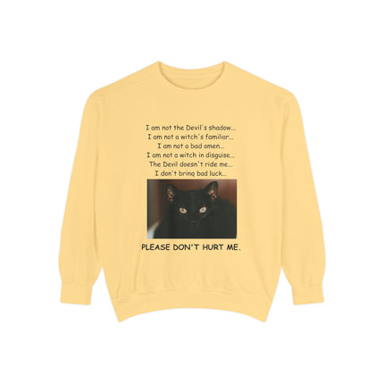 Unisex Garment-Dyed Sweatshirt - Thoughtful Cat Design