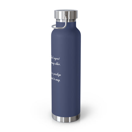 Copper 22oz Insulated Bottle — "Don't Regret Growing Older" Yoga Seniors Design