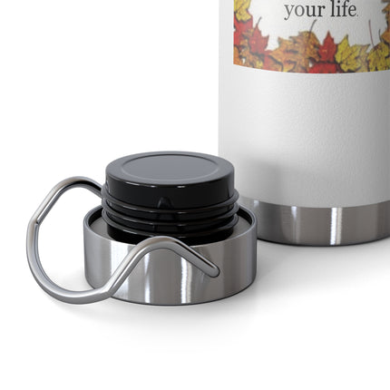 Autumn Equinox Insulated Bottle — 22oz Copper Vacuum Bottle with Fall Leaves Blessing