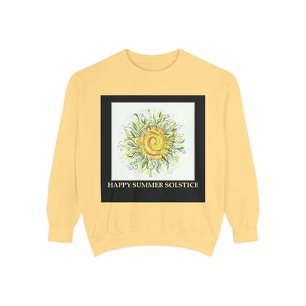 Happy Summer Solstice Unisex Sweatshirt - Cozy Garment-Dyed Apparel for Seasonal Celebrations
