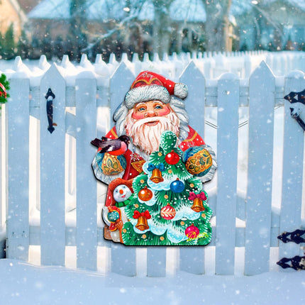 Santa Tree Decorating Christmas Door Decor by G. DeBrekht - Christmas Santa Snowman Decor - 8119181H-2