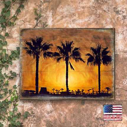 Spates Palm Trees in Sunset Wooden Wall Art by Nature Wonders - Nature Wildlife Decor  - 95275B-1