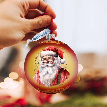 Jolly Santa Claus Ball Glass Ornament by G. Debrekht - Christmas Santa Snowman Decor - 73374-3