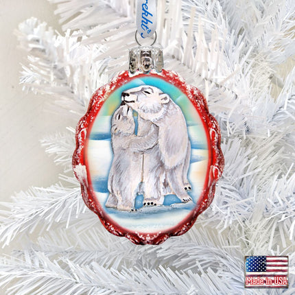 Santa Polar Bear Cubs Mercury Glass Ornament by G. DeBrekht - Wildlife Holiday Decor - 771020-1