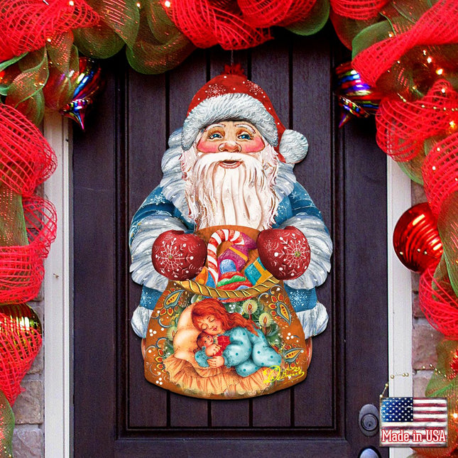 Gift Bag Santa Door Decor Door Decor by G. DeBrekht - Christmas Santa Snowman Decor - 8117901H-0