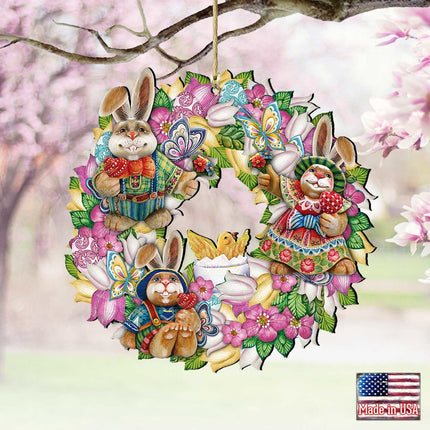 Easter Family Wreath Wooden Ornaments by G. DeBrekht - Easter Spring Decor - 8185301-3-1