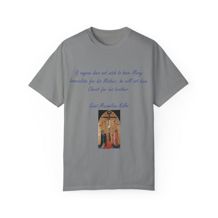 Saint Kolbe Marian Tee – Unisex Garment-Dyed Shirt on Faith & Family
