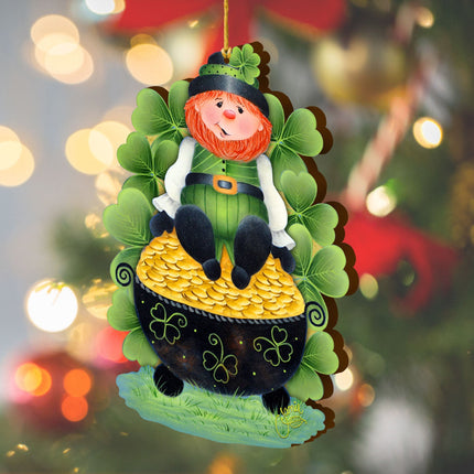 Lepricon's Pot Full of Gold Wooden Ornaments by Jamie Mills-Price - Celtic Decor - 8457707-MP-2