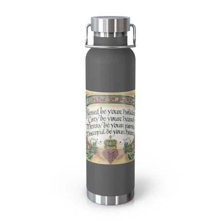 Inspirational Copper Insulated Water Bottle - 22oz with Blessing Design