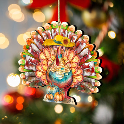 Thanksgiving Turkey Wooden Ornaments by G. DeBrekht Thanksgiving Decor - 8611055-4