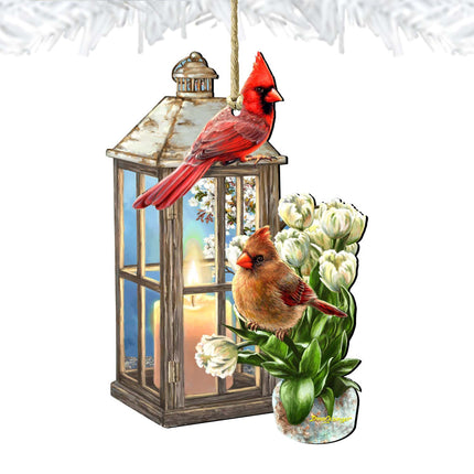 Lantern Cardinals Wooden Ornaments by Gelsinger - Easter Spring Decor - 8461057-DG-4