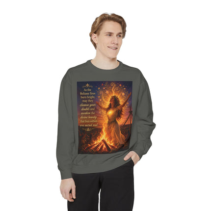 Bonfire Witch Sweatshirt — "As the Beltane fire burns bright" Pagan Festival Crewneck