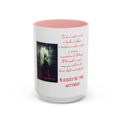Blessed Be the Witches Accent Coffee Mug — Witchcraft Poem, Gothic Pagan Gift