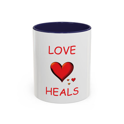 Love Heals Accent Coffee Mug — 11/15oz Heart Healing Gift