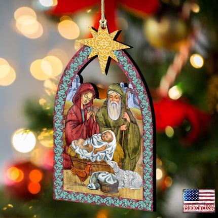 Nativity Manger Star Wooden Ornaments by G. DeBrekht - Nativity Holiday Decor - 8121301-2