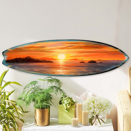 Sunset Symphony Surfboard Coastal Wall Art by G. DeBrekht - Coastal Holiday Decor - 8490133HS-0