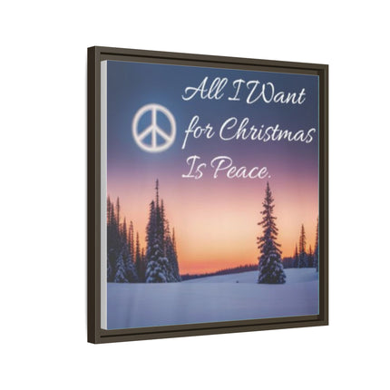 Framed Canvas Wall Art — "All I Want for Christmas Is Peace" Winter Landscape