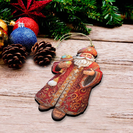 Santa Decorative Wooden Ornaments Set of 3 by G. Debrekht - Christmas Decor - 8091032-S3-3