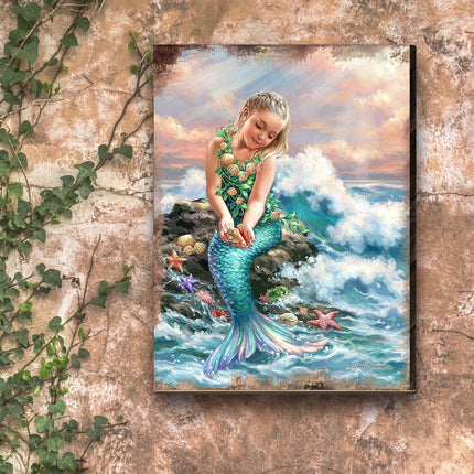 Princess of The Sea Wooden Coastal Wall Art by D. Gelsinger - Coastal Holiday Decor - 95652B-1611-1
