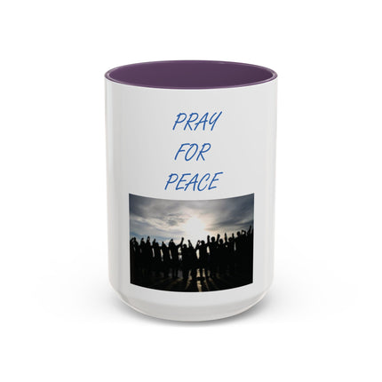 Pray for Peace Accent Coffee Mug — Inspirational Religious Prayer Mug (11/15oz)