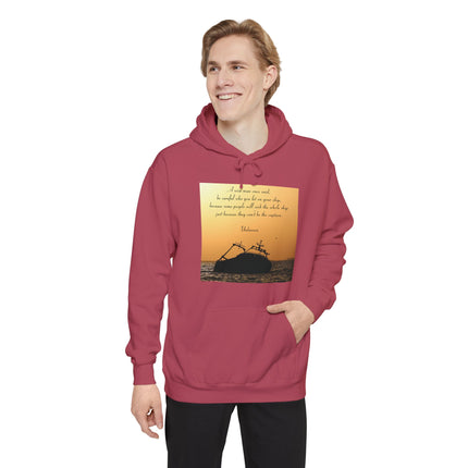 Sinking Ship Hoodie — "Be careful who you let on your ship" Quote Sunset Silhouette