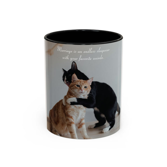 Cat Lovers Accent Mug – 11oz Ceramic Cup with Sleepover Quote