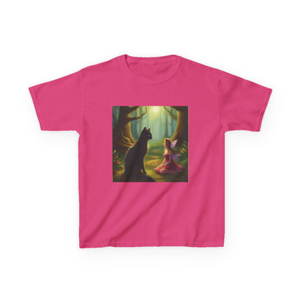 Kids Tee — Fairy Princess and Cat Forest Illustration