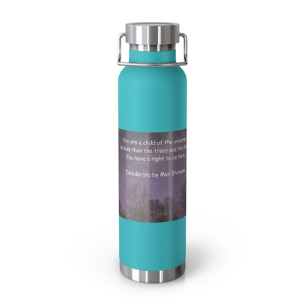 Inspirational Copper Insulated Water Bottle - 22oz with Motivational Quote