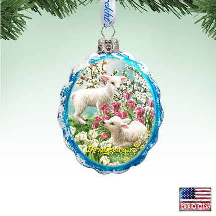 Easter Lambs Mercury Glass Ornament by D. Gelsinger - Easter Spring Decor - 778112-DG-1