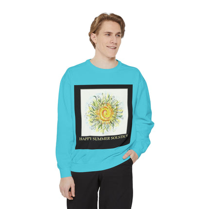 Happy Summer Solstice Unisex Sweatshirt - Cozy Garment-Dyed Apparel for Seasonal Celebrations