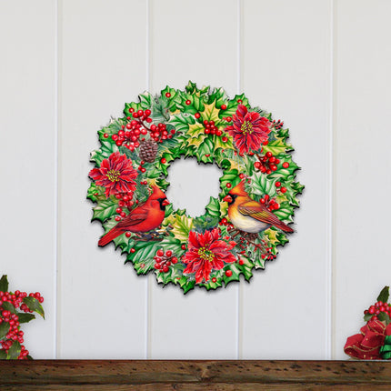 Holiday Cardinal Garland Wreath Holiday Door Decor by G. Debrekht - Christmas Decor - 8611070H-1