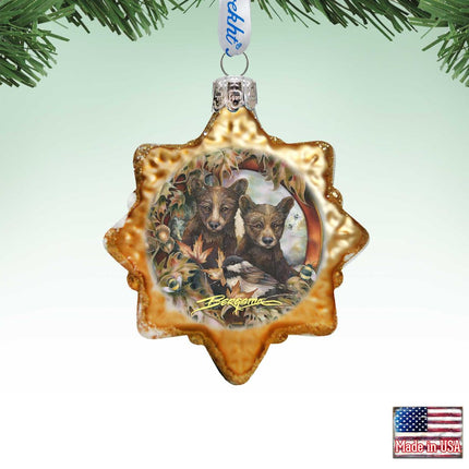 Simple Joys Black Bear Cubs Mercury Glass Ornament by J. Bergsma - Wildlife Holiday Decor - 7783850-JB-1