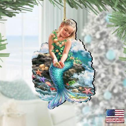 Princess of The Sea Wooden Ornaments by Gelsinger - Coastal Holiday Decor - 8141112-1611-3