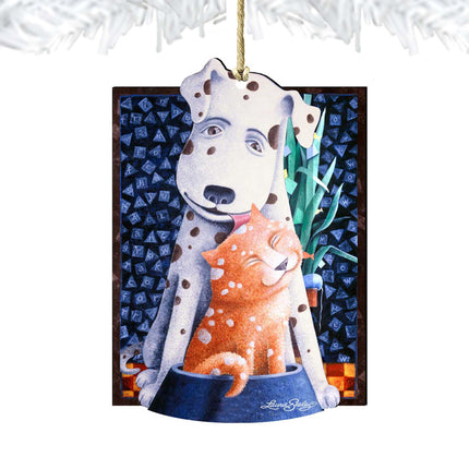Friendship Wooden Ornaments Pets by Laura Seeley - Pets Dog and Cats Decor - 8511012-LS-4