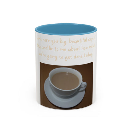 Funny Tea Mug – “Lie to Me” Motivational Accent Ceramic – 11oz