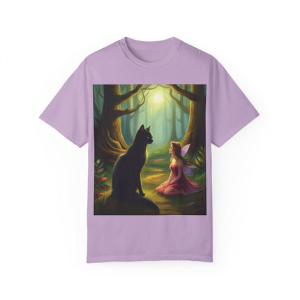 Whimsical Fairy & Cat Tee – Nature-Inspired Unisex Graphic Shirt