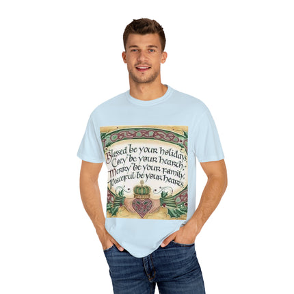 Blessed Be Your Holiday Tee – Celtic-Inspired Unisex Garment-Dyed