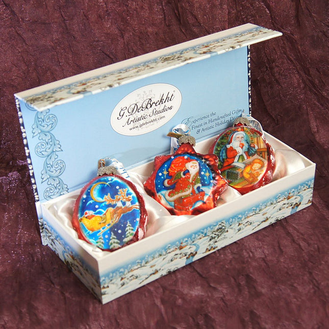 Christmas Night Mercury Glass Ornaments Set of 3 by G. DeBrekht - Christmas Santa Snowman Decor - 770103S3-0