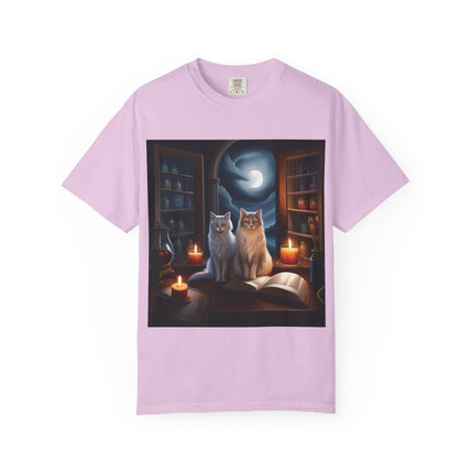 Magical Cats Unisex T-Shirt - Cozy Night Reading Design