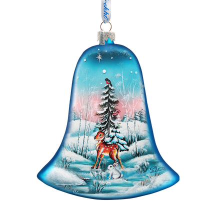 Winter Bunny Bell Glass Ornament by G. DeBrekht - Christmas Decor - 73182-4