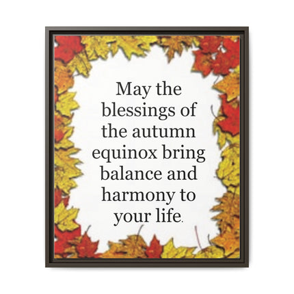 Autumn Equinox Blessing Framed Canvas — Fall Leaves Wall Art