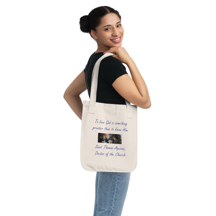 Eco-Friendly Tote – “To Love God” Quote – Catholic Gift