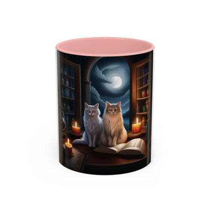 Cozy Cat Accent Mug – 11oz – Candlelight & Moonlight for Book Lovers