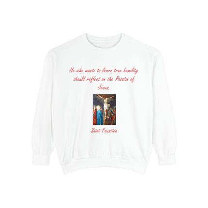 Inspirational Saint Faustina Sweatshirt – Unisex Garment-Dyed Crewneck