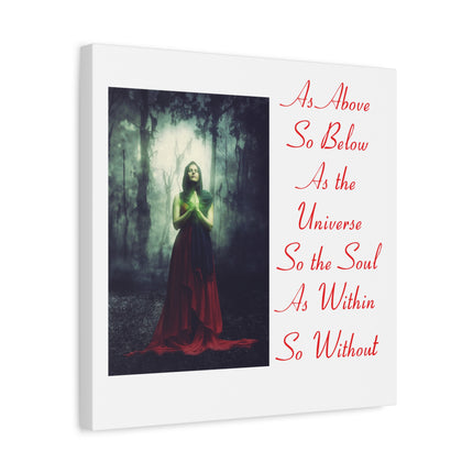 As Above So Below Inspirational Wall Canvas - Mystical Woman Quote Stretched Matte Canvas