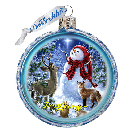 Starry Night Glass Ornament by D. Gelsinger - Christmas Santa Snowman Decor - 764-150-DG-3