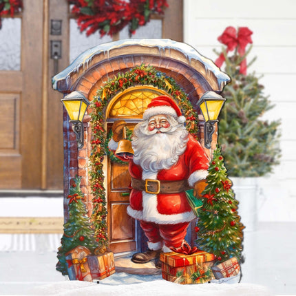 Knocking the Door Santa Outdoor Decor by G. Debrekht - Christmas Santa Snowman Decor - 8611044F-2
