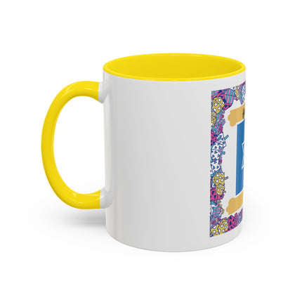 Hanukkah Star of David Accent Coffee Mug — Festive Dreidel Border 11/15oz