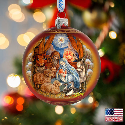 Classical Nativity Glass Ornament by G. DeBrekht - Nativity Holiday Decor - 73371-1